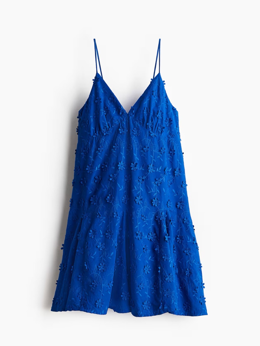H&M Royal Blue Floral Appliqué Slip Mini Dress